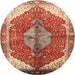 Round Traditional Sand Brown Medallion Rug, tr3156