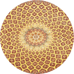 Round Traditional Bold Yellow Medallion Rug, tr3157
