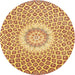 Round Traditional Bold Yellow Medallion Rug, tr3157