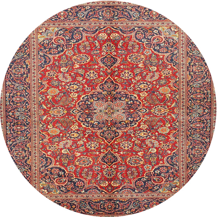Round Traditional Light Copper Gold Medallion Rug, tr3158