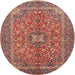 Round Traditional Light Copper Gold Medallion Rug, tr3158