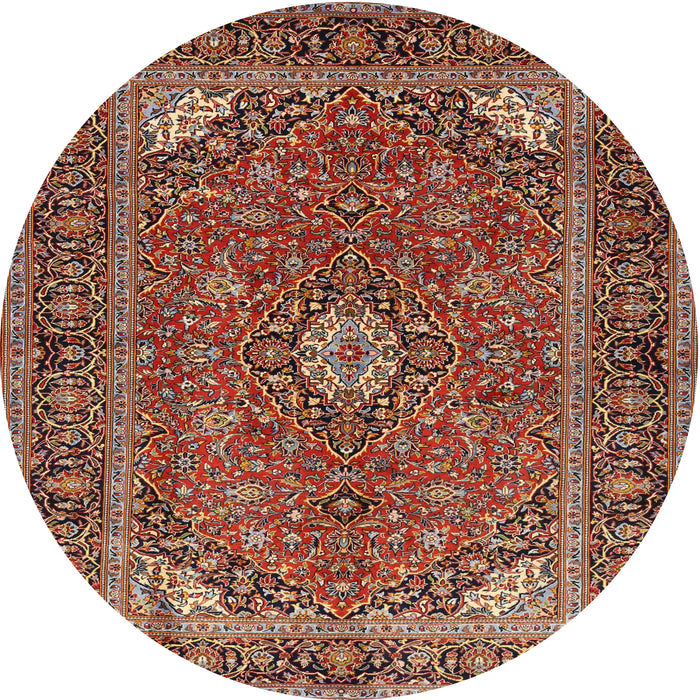 Round Traditional Saffron Red Persian Rug, tr3159