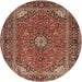 Round Traditional Saffron Red Persian Rug, tr3159