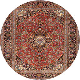 Square Machine Washable Traditional Saffron Red Rug, wshtr3159