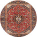 Round Traditional Saffron Red Persian Rug, tr3160