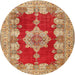 Square Machine Washable Traditional Red Rug, wshtr3161