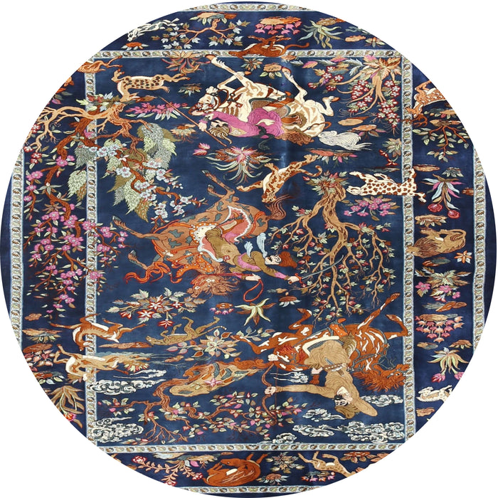 Round Traditional Plum Purple Persian Rug, tr3162