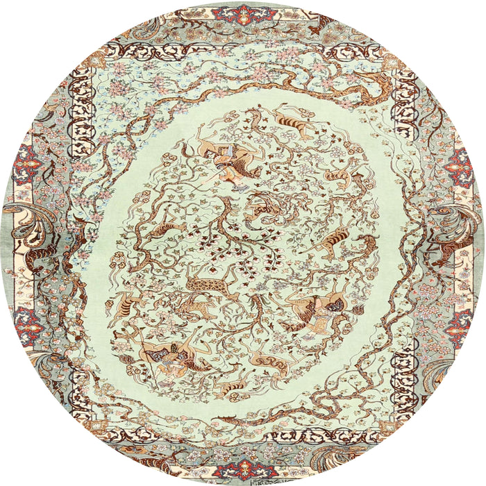 Round Traditional Dark Almond Brown Persian Rug, tr3163