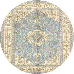 Round Traditional Camel Brown Medallion Rug, tr3164