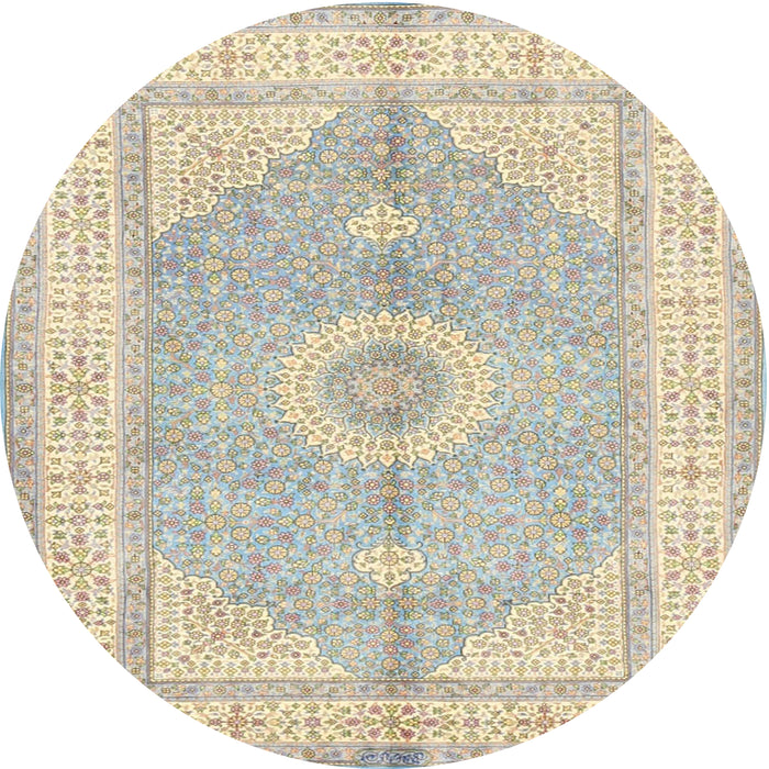 Round Traditional Camel Brown Medallion Rug, tr3164