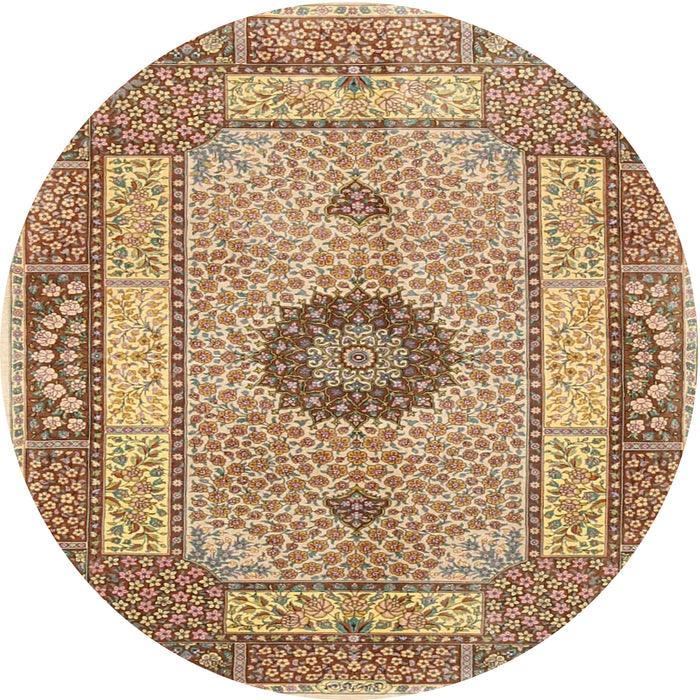 Round Traditional Light Brown Persian Rug, tr3165