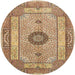 Round Traditional Light Brown Persian Rug, tr3165