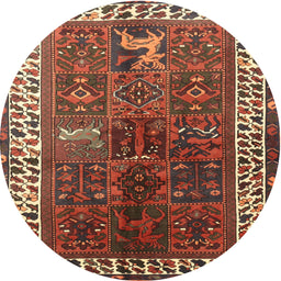 Square Machine Washable Traditional Saffron Red Rug, wshtr316