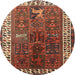 Round Traditional Saffron Red Persian Rug, tr316