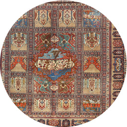 Square Machine Washable Traditional Brown Red Rug, wshtr3171