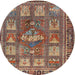 Square Machine Washable Traditional Brown Red Rug, wshtr3171