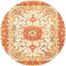 Round Traditional Orange Persian Rug, tr3174