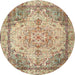 Round Traditional Brown Persian Rug, tr3175