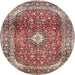 Round Traditional Brown Red Persian Rug, tr3176