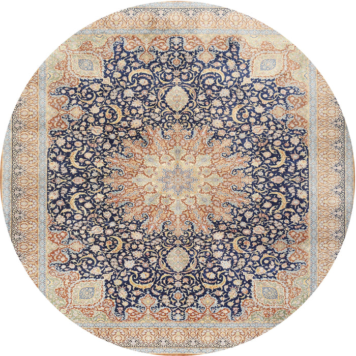 Round Traditional Desert Sand Beige Medallion Rug, tr3177