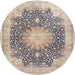 Round Traditional Desert Sand Beige Medallion Rug, tr3177