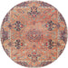 Round Traditional Tan Brown Persian Rug, tr3179