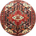 Round Traditional Dark Almond Brown Persian Rug, tr317
