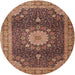 Round Traditional Sand Brown Persian Rug, tr3180