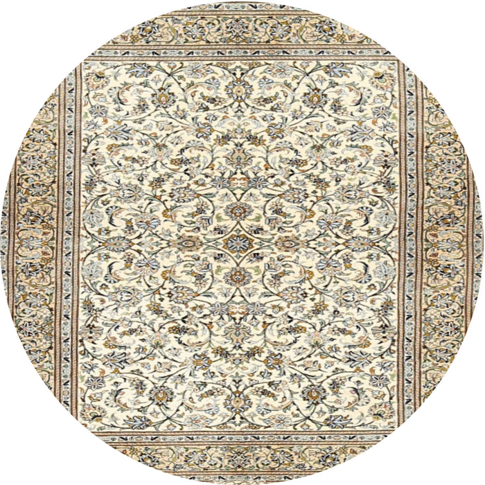 Round Traditional Dark Almond Brown Persian Rug, tr3182