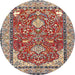 Round Traditional Tan Brown Animal Rug, tr3183