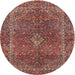 Round Traditional Orange Salmon Pink Persian Rug, tr3184