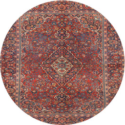 Square Machine Washable Traditional Orange Salmon Pink Rug, wshtr3184