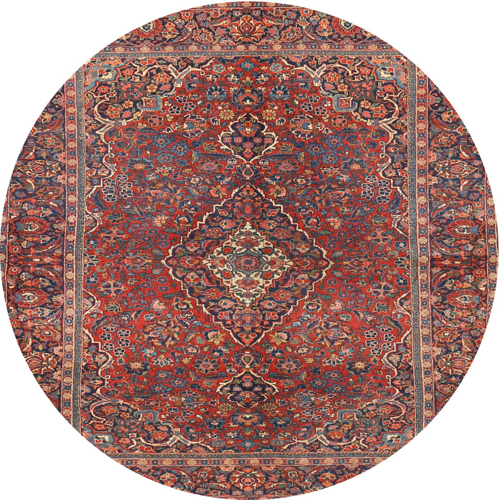 Square Machine Washable Traditional Orange Salmon Pink Rug, wshtr3184