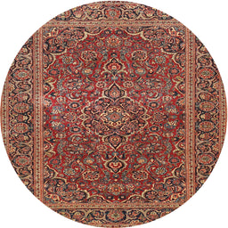Square Machine Washable Traditional Tomato Red Rug, wshtr3185
