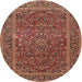 Square Machine Washable Traditional Tomato Red Rug, wshtr3185