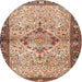 Round Traditional Brown Persian Rug, tr3186