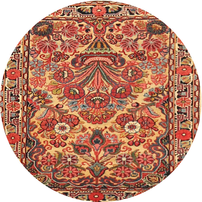 Round Traditional Sand Brown Persian Rug, tr3187