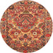 Round Traditional Sand Brown Persian Rug, tr3187