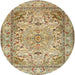 Round Traditional Light Brown Persian Rug, tr3188