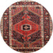 Round Traditional Saffron Red Persian Rug, tr318