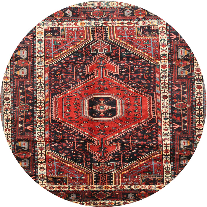 Square Machine Washable Traditional Saffron Red Rug, wshtr318