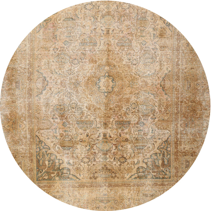 Round Traditional Bronze Brown Persian Rug, tr3191