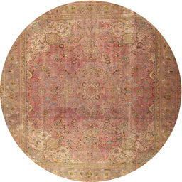 Square Machine Washable Traditional Sand Brown Rug, wshtr3193