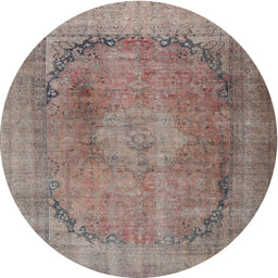 Round Traditional Rosy Brown Pink Persian Rug, tr3196