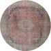 Round Traditional Rosy Brown Pink Persian Rug, tr3196