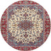 Round Traditional Tan Brown Persian Rug, tr3197