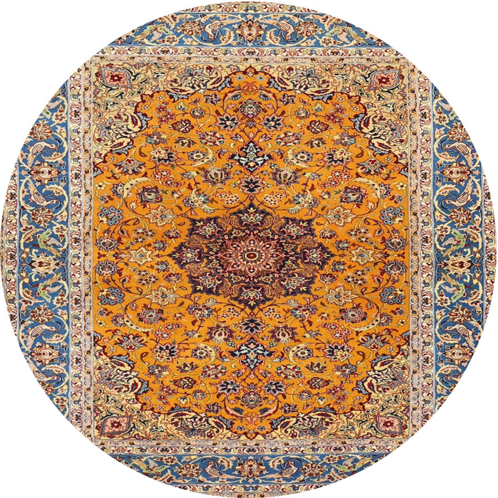 Round Traditional Sienna Brown Persian Rug, tr3199
