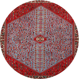 Square Machine Washable Traditional Tomato Red Rug, wshtr3203