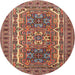 Square Machine Washable Traditional Saffron Red Rug, wshtr3205