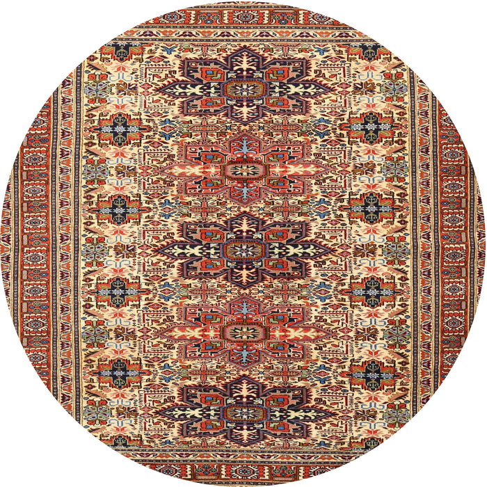 Square Machine Washable Traditional Saffron Red Rug, wshtr3206
